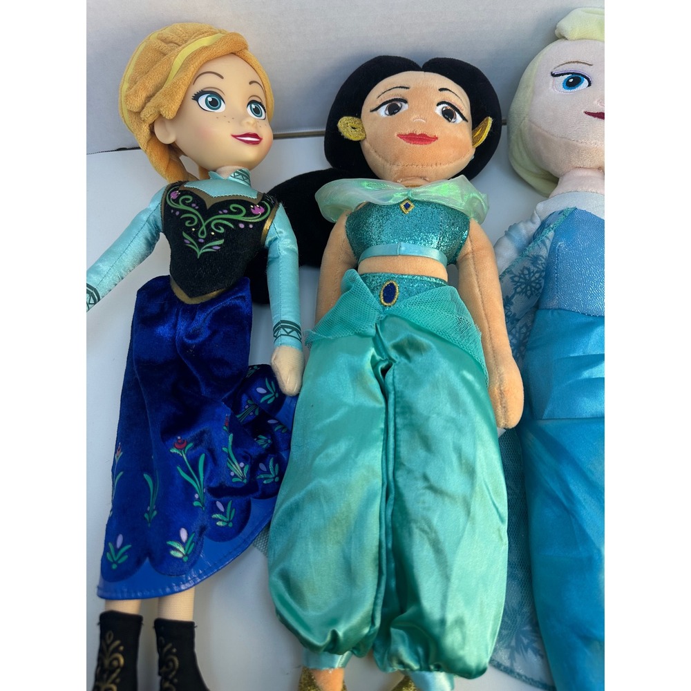 Disney Princess Plush Doll Lot Anna Elsa Frozen Jasmine Aladdin 18 Inch 3pc Set